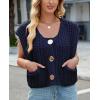 imageCHARTOU Women Chunky Knit Vest Button Down Sleeveless Sweater Tank Tops Going Out OutfitsNavy