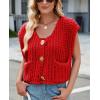 imageCHARTOU Women Chunky Knit Vest Button Down Sleeveless Sweater Tank Tops Going Out OutfitsRed