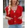imageCHARTOU Women Chunky Knit Vest Button Down Sleeveless Sweater Tank Tops Going Out OutfitsRed