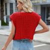 imageCHARTOU Women Chunky Knit Vest Button Down Sleeveless Sweater Tank Tops Going Out OutfitsRed
