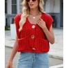 imageCHARTOU Women Chunky Knit Vest Button Down Sleeveless Sweater Tank Tops Going Out OutfitsRed