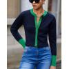 imageCHARTOU Women Color Block Cardigan Sweater Lightweight Basic Sweater Open Front Cropped Cardigan ShrugsNavy