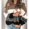 imageCHARTOU Women Color Block Knit Pullover Sweater Fall 2025 Outfits Slouchy Long Sleeve Jumper TopsGrey