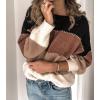 imageCHARTOU Women Color Block Knit Pullover Sweater Fall 2025 Outfits Slouchy Long Sleeve Jumper TopsKhaki