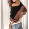 imageCHARTOU Women Color Block Knit Pullover Sweater Fall 2025 Outfits Slouchy Long Sleeve Jumper TopsKhaki