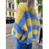 imageCHARTOU Women Color Block Striped Sweater Fall Oversized Fuzzy Chunky Knit Pullover Sweater OutwearBlue
