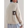 imageCHARTOU Women Contrast Color Knit Pullover Sweater Fall 2025 Oversized Cable Slouchy Jumper TopsApricot