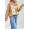 imageCHARTOU Women Contrast Color Knit Pullover Sweater Fall 2025 Oversized Cable Slouchy Jumper TopsKhaki