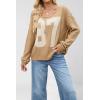 imageCHARTOU Women Contrast Color Knit Pullover Sweater Fall 2025 Oversized Cable Slouchy Jumper TopsKhaki