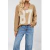 imageCHARTOU Women Contrast Color Knit Pullover Sweater Fall 2025 Oversized Cable Slouchy Jumper TopsKhaki