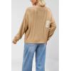 imageCHARTOU Women Contrast Color Knit Pullover Sweater Fall 2025 Oversized Cable Slouchy Jumper TopsKhaki