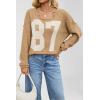 imageCHARTOU Women Contrast Color Knit Pullover Sweater Fall 2025 Oversized Cable Slouchy Jumper TopsKhaki