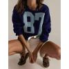 imageCHARTOU Women Contrast Color Knit Pullover Sweater Fall 2025 Oversized Cable Slouchy Jumper TopsNavy
