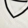 imageCHARTOU Women Contrast Color Pullover Sweater 2025 Fall Outfits Oversized V Neck Knit Jumper TopsWhite