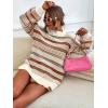 imageCHARTOU Women Contrast Striped Pullover Sweater 2025 Fall Outfits Oversized Knit Jumper TopsBrown