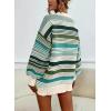 imageCHARTOU Women Contrast Striped Pullover Sweater 2025 Fall Outfits Oversized Knit Jumper TopsGreen