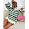 imageCHARTOU Women Contrast Striped Pullover Sweater 2025 Fall Outfits Oversized Knit Jumper TopsGreen