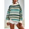 imageCHARTOU Women Contrast Striped Pullover Sweater 2025 Fall Outfits Oversized Knit Jumper TopsGreen
