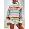 imageCHARTOU Women Contrast Striped Pullover Sweater 2025 Fall Outfits Oversized Knit Jumper TopsOrange