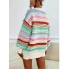 imageCHARTOU Women Contrast Striped Pullover Sweater 2025 Fall Outfits Oversized Knit Jumper TopsOrange