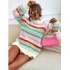 imageCHARTOU Women Contrast Striped Pullover Sweater 2025 Fall Outfits Oversized Knit Jumper TopsOrange