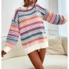 imageCHARTOU Women Contrast Striped Pullover Sweater 2025 Fall Outfits Oversized Knit Jumper TopsPink