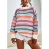 imageCHARTOU Women Contrast Striped Pullover Sweater 2025 Fall Outfits Oversized Knit Jumper TopsPink
