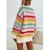 imageCHARTOU Women Contrast Striped Pullover Sweater 2025 Fall Outfits Oversized Knit Jumper TopsRed