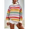 imageCHARTOU Women Contrast Striped Pullover Sweater 2025 Fall Outfits Oversized Knit Jumper TopsRed