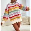 imageCHARTOU Women Contrast Striped Pullover Sweater 2025 Fall Outfits Oversized Knit Jumper TopsRed