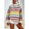 imageCHARTOU Women Contrast Striped Pullover Sweater 2025 Fall Outfits Oversized Knit Jumper TopsYellow