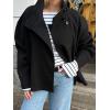 imageCHARTOU Women Crop Pea Coat Wool Blend Winter Loose Casual Short Jacket OutwearBlack