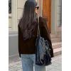 imageCHARTOU Women Crop Pea Coat Wool Blend Winter Loose Casual Short Jacket OutwearCoffee