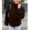 imageCHARTOU Women Crop Pea Coat Wool Blend Winter Loose Casual Short Jacket OutwearCoffee