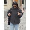 imageCHARTOU Women Crop Pea Coat Wool Blend Winter Loose Casual Short Jacket OutwearGrey