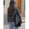 imageCHARTOU Women Crop Pea Coat Wool Blend Winter Loose Casual Short Jacket OutwearGrey