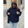 imageCHARTOU Women Crop Pea Coat Wool Blend Winter Loose Casual Short Jacket OutwearNavy
