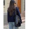 imageCHARTOU Women Crop Pea Coat Wool Blend Winter Loose Casual Short Jacket OutwearNavy