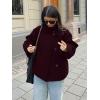 imageCHARTOU Women Crop Pea Coat Wool Blend Winter Loose Casual Short Jacket OutwearWine