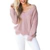 imageCHARTOU Women Cute Ripped Knitted Sweater Distressed Oversized Crop Knit Pullover Sweater KnitwearPurple