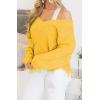imageCHARTOU Women Cute Ripped Knitted Sweater Distressed Oversized Crop Knit Pullover Sweater KnitwearYellow