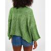imageCHARTOU Women Fall Cable Knit Pullover Sweater Crew Neck 34 Sleeve Chunky Cropped Slouchy Sweater JumperGreen