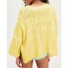 imageCHARTOU Women Fall Cable Knit Pullover Sweater Crew Neck 34 Sleeve Chunky Cropped Slouchy Sweater JumperYellow