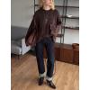 imageCHARTOU Women Fall Cable Knit Pullover Sweater Oversized Crew Neck Flared Long Sleeve Chunky Jumper TopsBrown