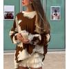 imageCHARTOU Women Fall Color Block Sweater 2025 Oversized Long Sleeve Casual Loose Pullover Sweater Knitted TopsDark Brown