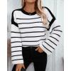 imageCHARTOU Women Fall Striped Color Block Sweater Oversized Knit Tops Long Sleeve Fall Pullover SweatersBlack