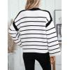 imageCHARTOU Women Fall Striped Color Block Sweater Oversized Knit Tops Long Sleeve Fall Pullover SweatersBlack