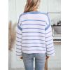 imageCHARTOU Women Fall Striped Color Block Sweater Oversized Knit Tops Long Sleeve Fall Pullover SweatersBlue