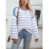 imageCHARTOU Women Fall Striped Color Block Sweater Oversized Knit Tops Long Sleeve Fall Pullover SweatersBlue