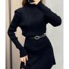 imageCHARTOU Women Fall Sweater Dress Mock Neck Stretchy Rib Knit y2k Mini Dress Pullover SweaterBlack